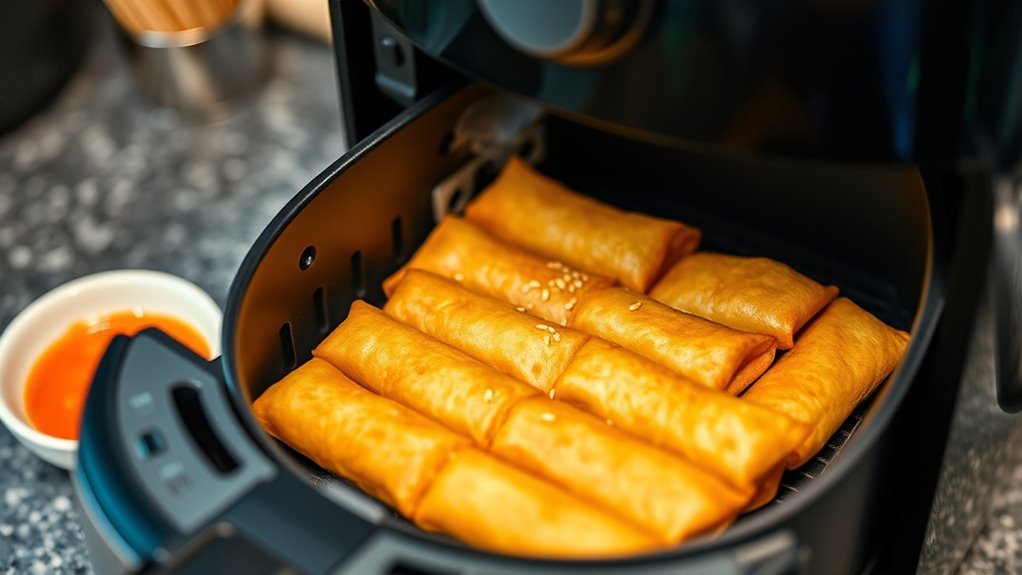 arrange egg rolls evenly spaced