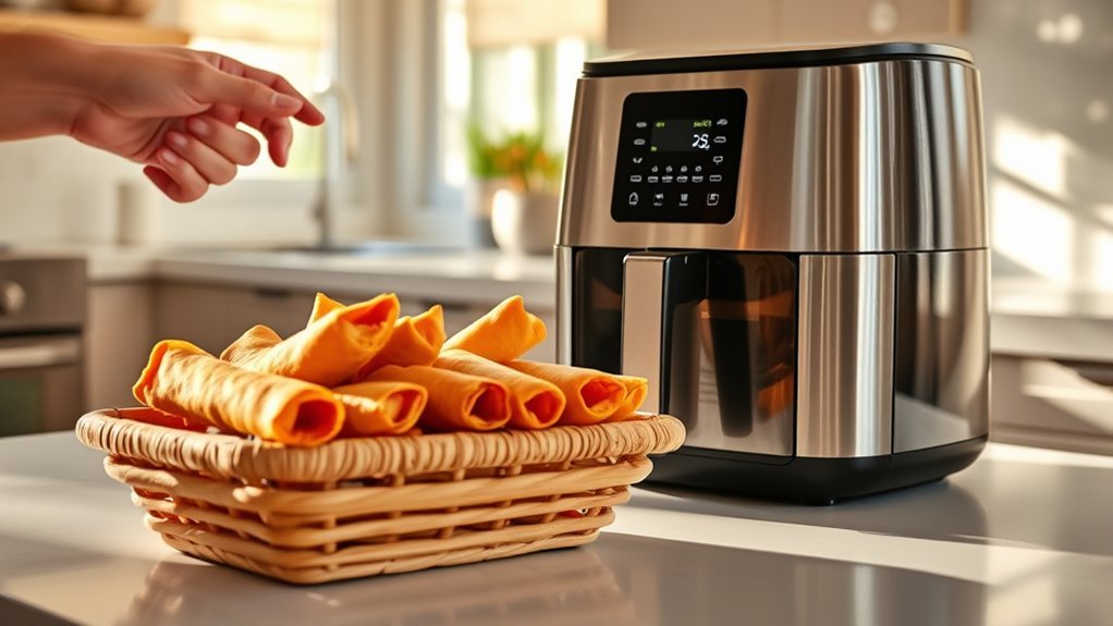 preheat oil space egg rolls