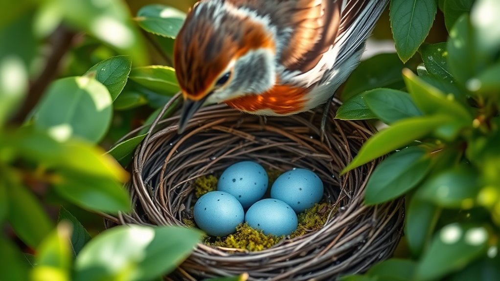 robin eggs incubate carefully