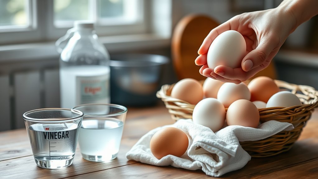 sanitize eggs promptly safely