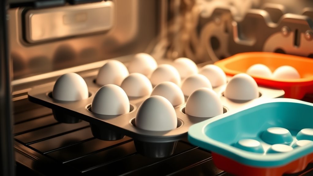 secure eggs with muffin tins