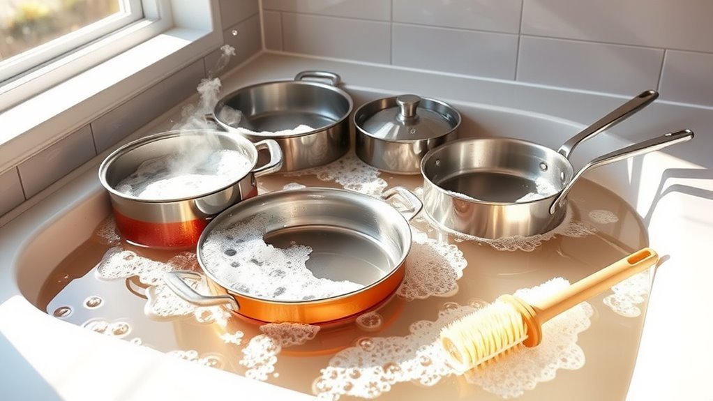 soak with hot cleaning agents