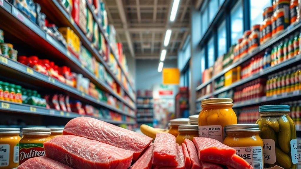 store aisle for canned meat