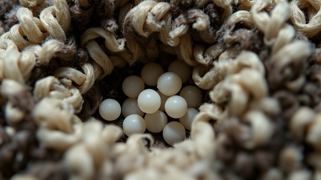 tiny glossy oval eggs