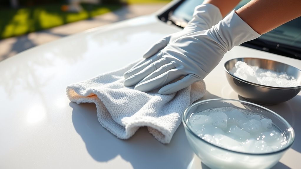 vinegar softens egg residue