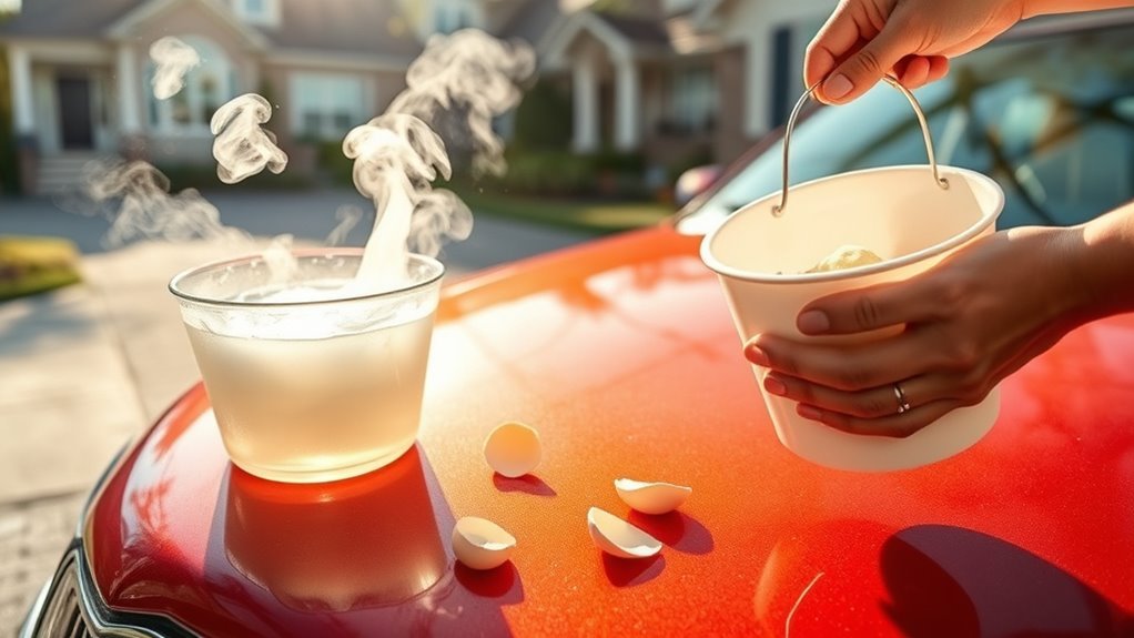 warm water softens egg residue