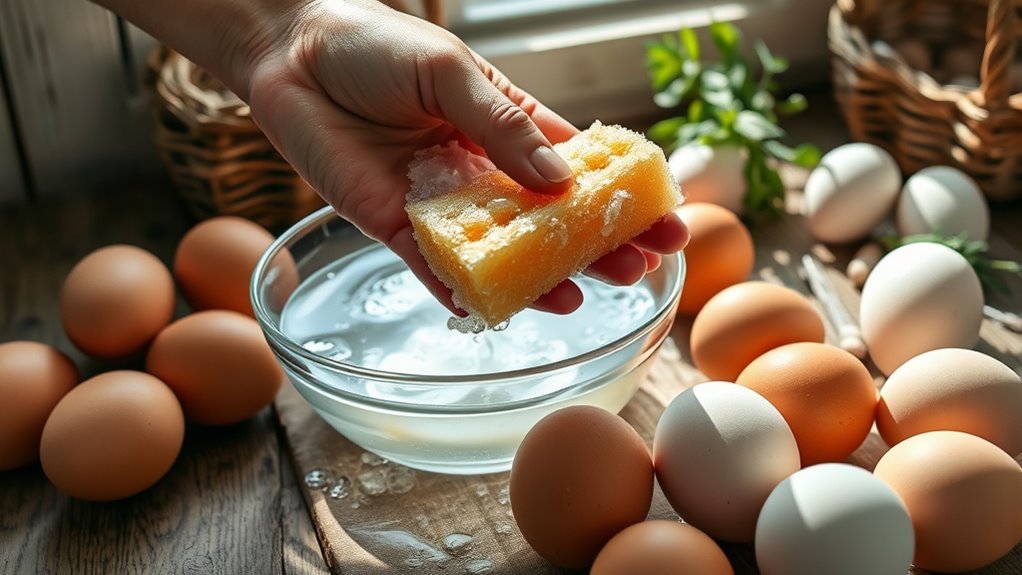 wash eggs carefully and promptly