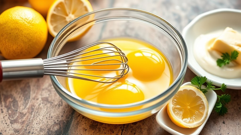 whisk melted butter gradually