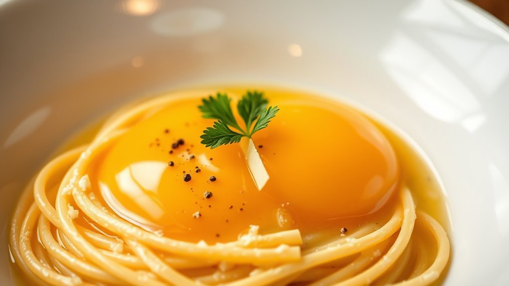 whisk yolks add hot water