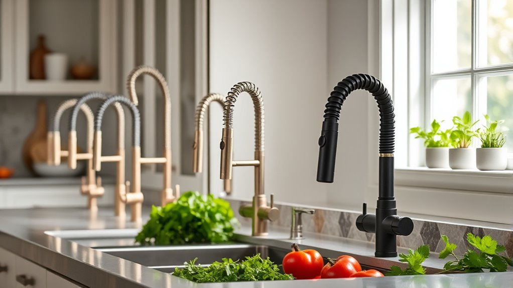 spring pulldown kitchen faucets